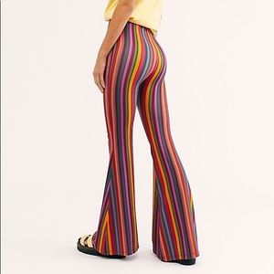 Free People Pull-On Stripped Bell Bottom Pants